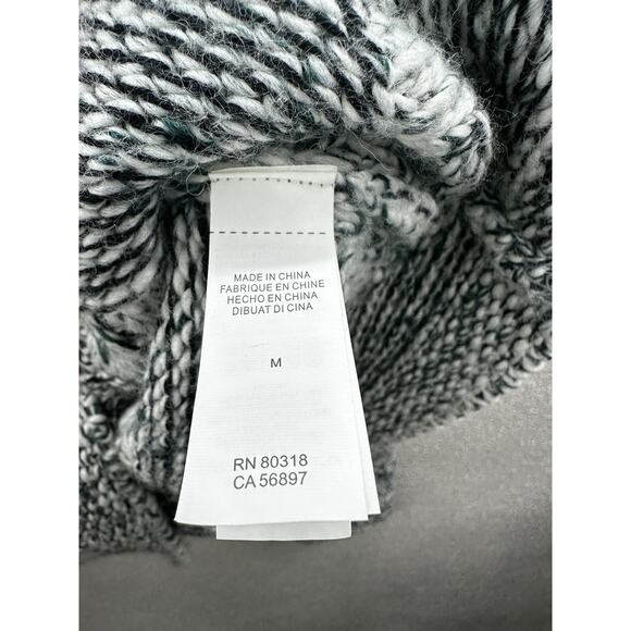 Lucky Brand Womens Sweater Size Medium Turtleneck Fringe Green White Pullover - Picture 6 of 12